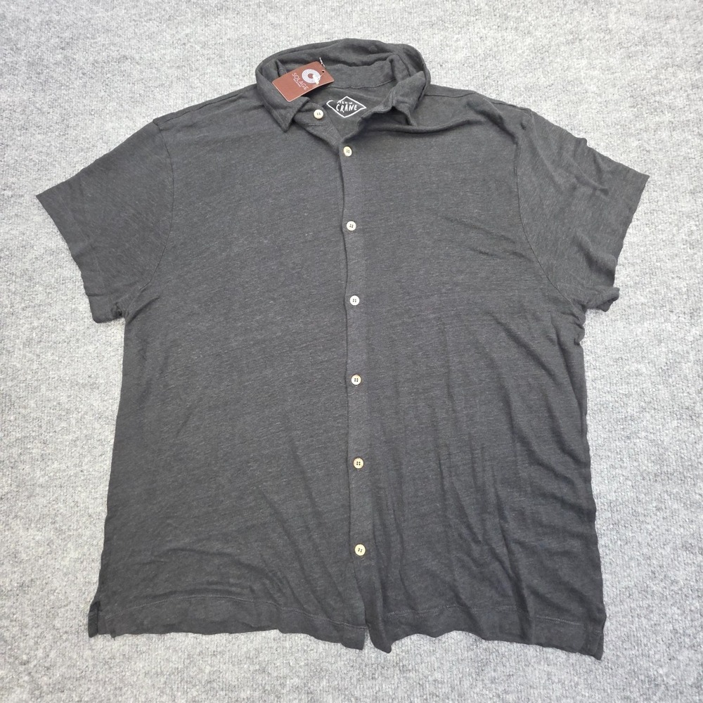 ALEX Crane Knit Ola Shirt Men's Large Black (Night) Button Up Linen NWT